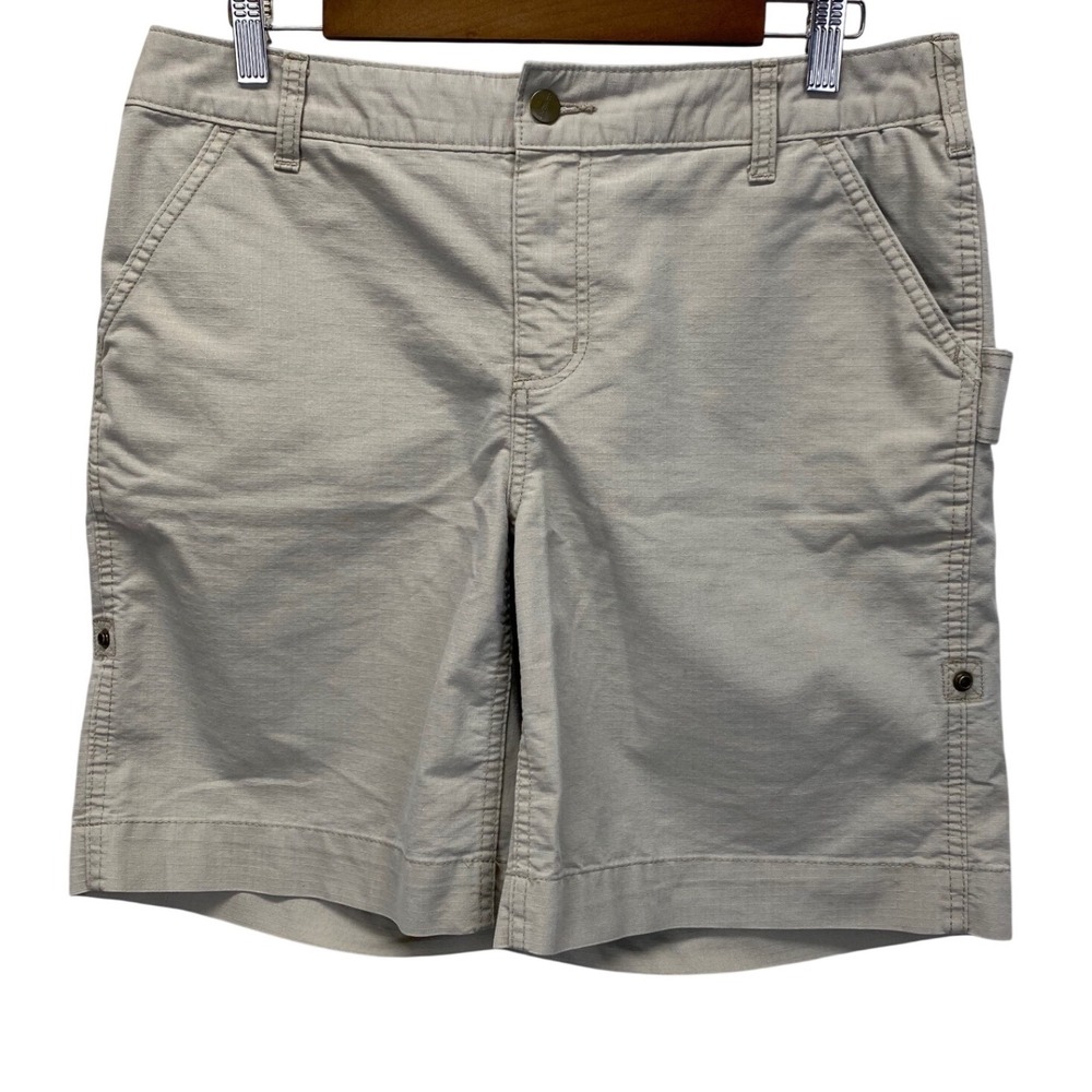Carhartt Smithville Womens Original Fit‎ Khaki Cargo Shorts Size 12 Rolled Cuff